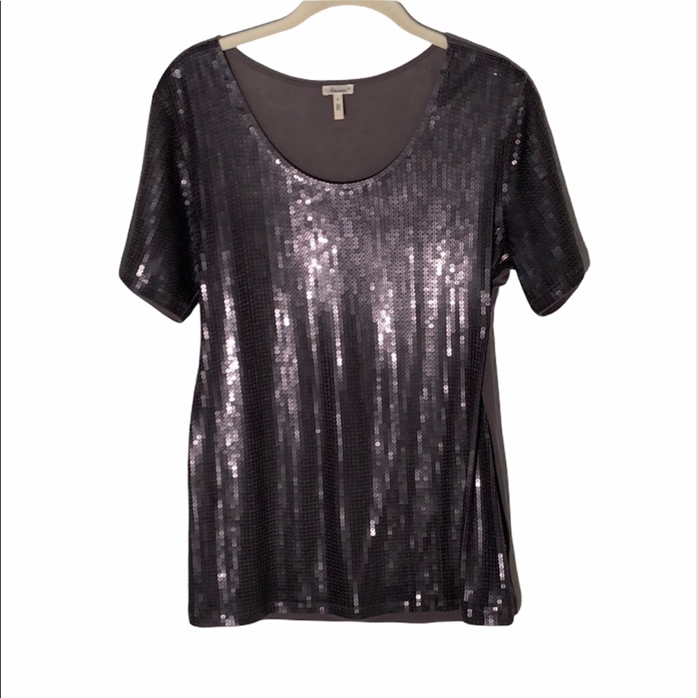 Sequin steel gray Flounce Nordstrom top